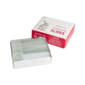 A box of 72 professional-grade glass microscope slides from Greengold Lab Supplies
