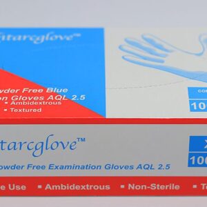 A box of premium powder-free latex examination gloves from Greengold Lab Supplies