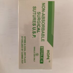 A sterile, high-tensile strength black nylon monofilament suture from Greengold Lab Supplies