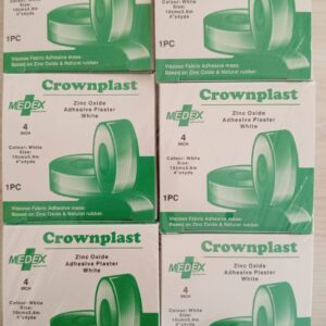 A sterile, high-strength 4-inch (10cm) roll of Zinc Oxide strapping plaster from Greengold Lab Supplies