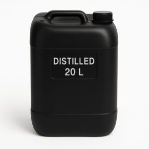 A high-capacity 20-liter container of pure distilled water from Greengold Lab Supplies